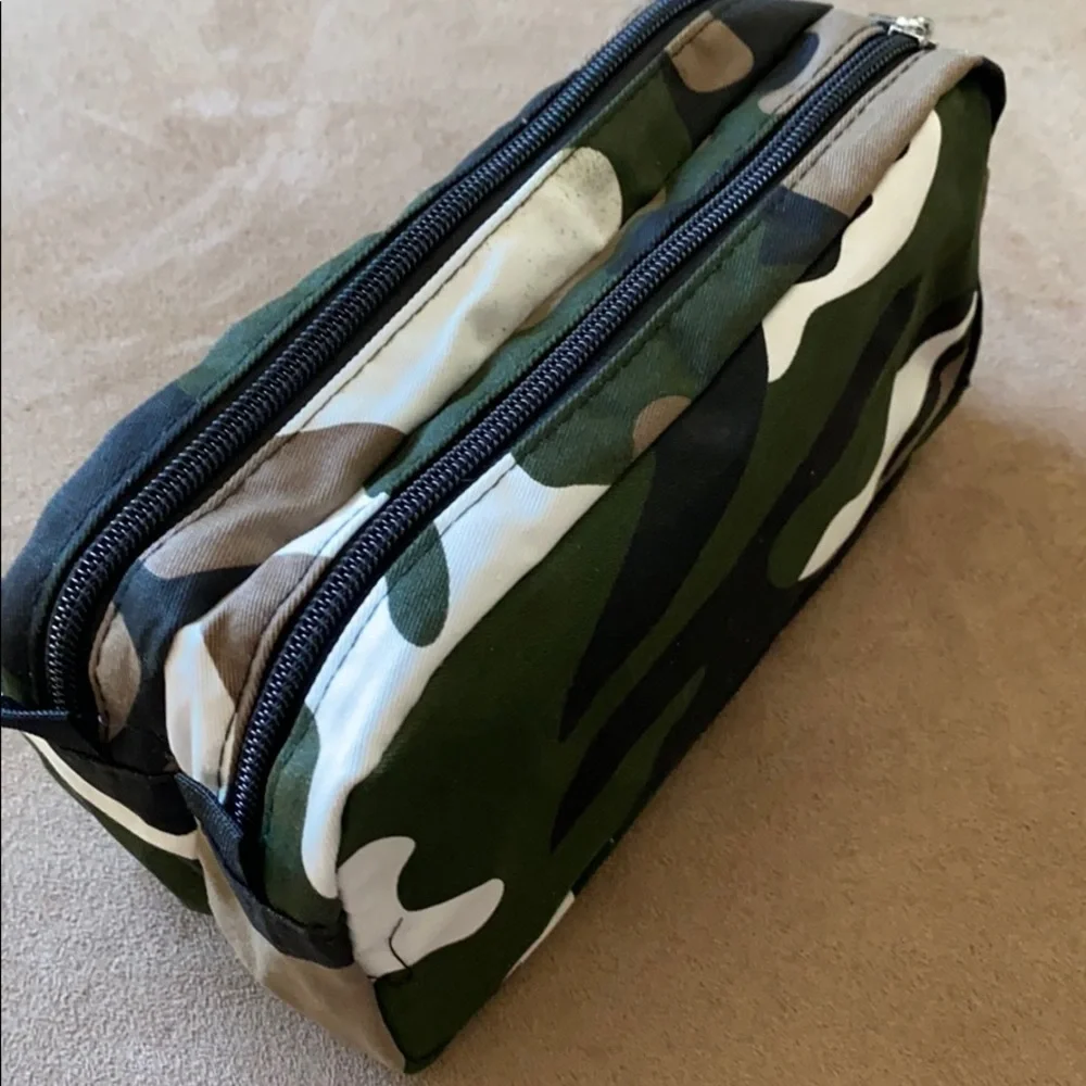 Camo Green White Black Camouflage Cosmetic Pouch